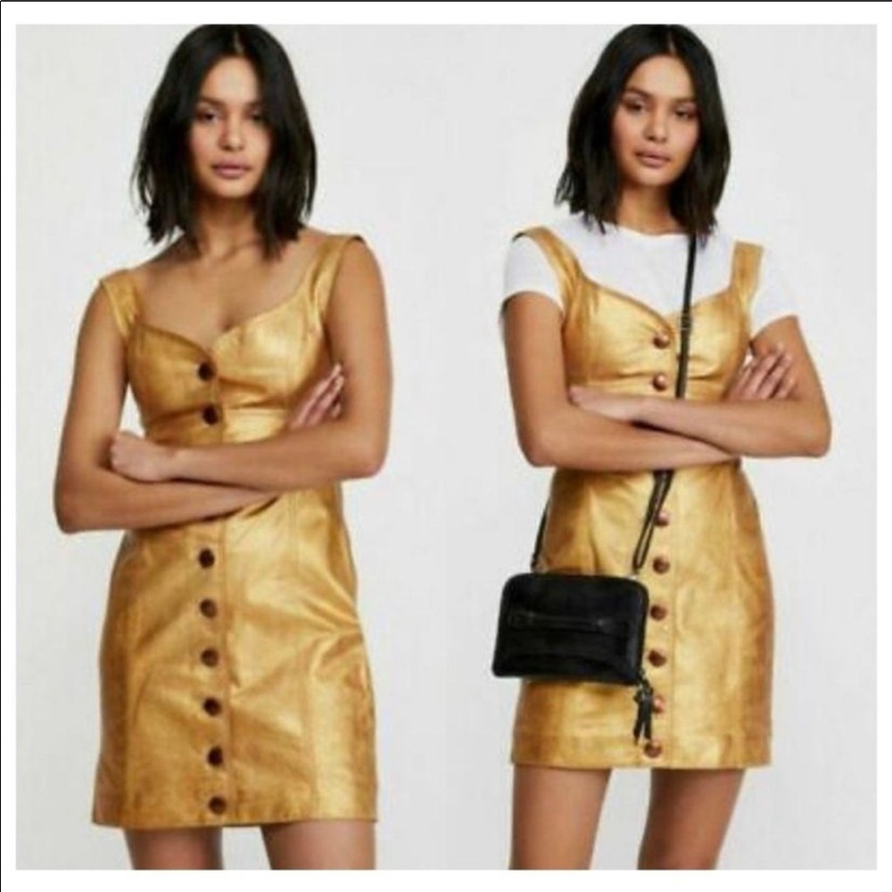 Free People Goldie Leather Mini Dress